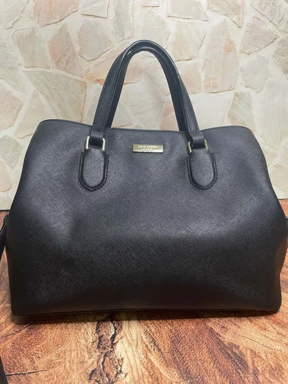 Kate Spade NY Laurel Way Evangelie Black Saffiano Leather Satchel Crossbody